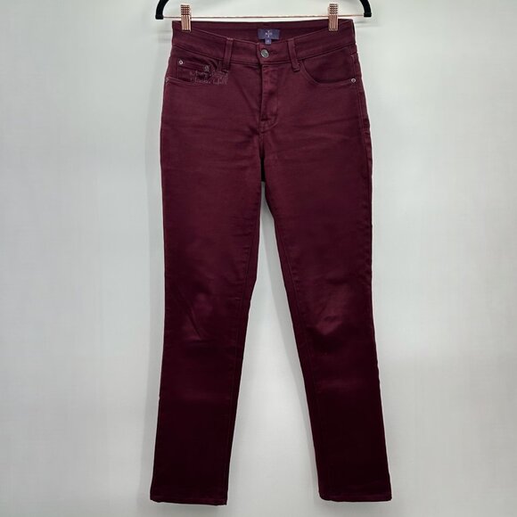 NYDJ Soft Denim Lift Tuck Technology Burgundy Mid-Rise Jeggings Size 0 - Picture 1 of 6
